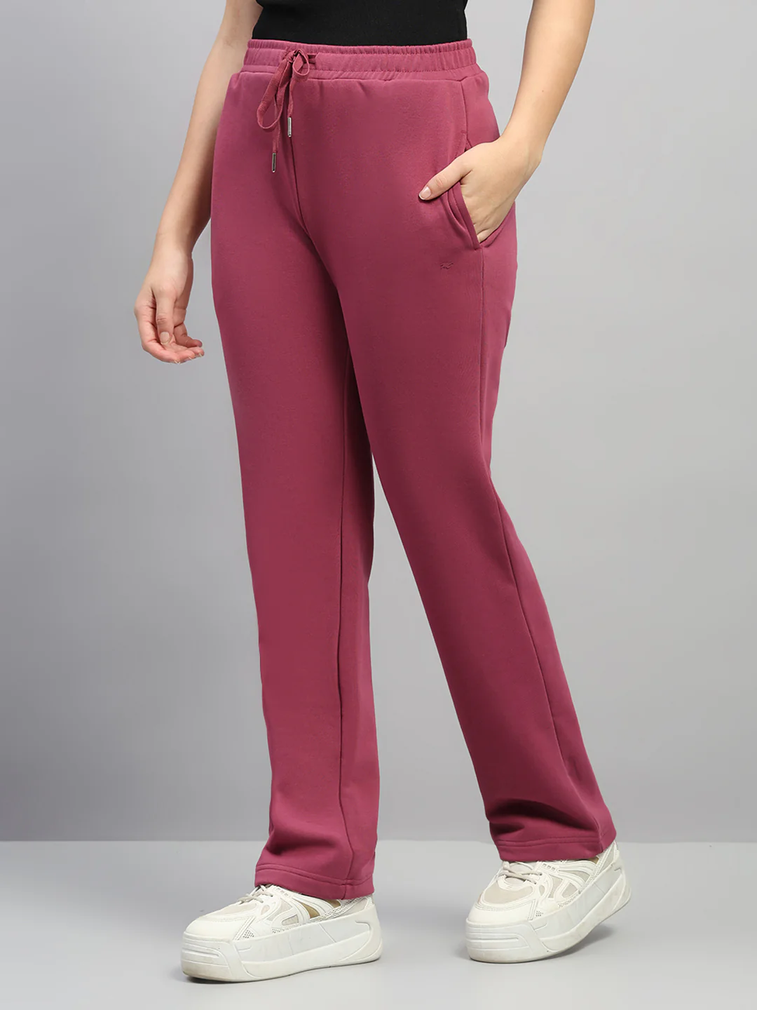 Women Rose Pink Printed Hooded Full Sleeve Winter Tracksuit - Image 6