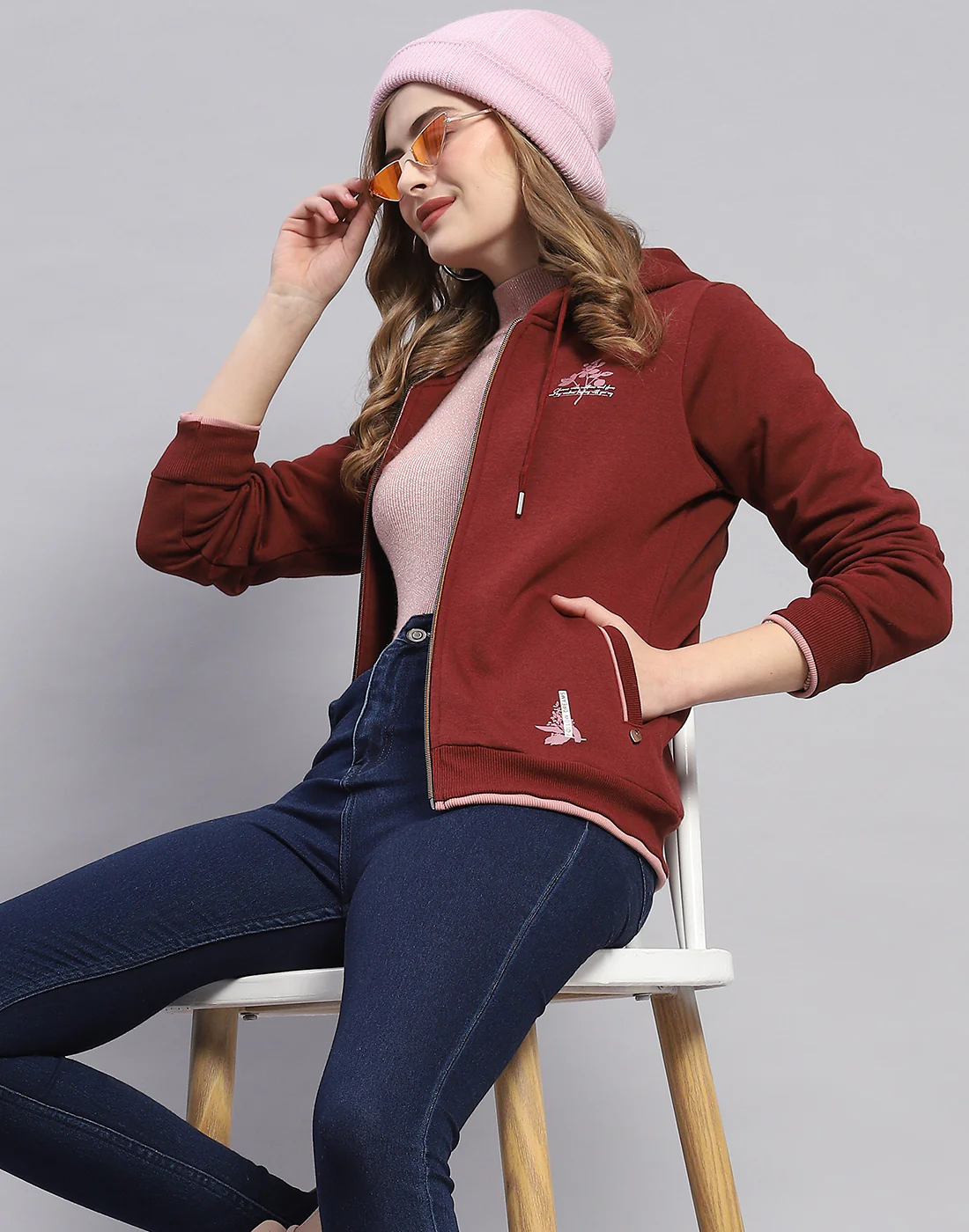 Women Rust Printed Hooded Full Sleeve Sweatshirt - Image 6