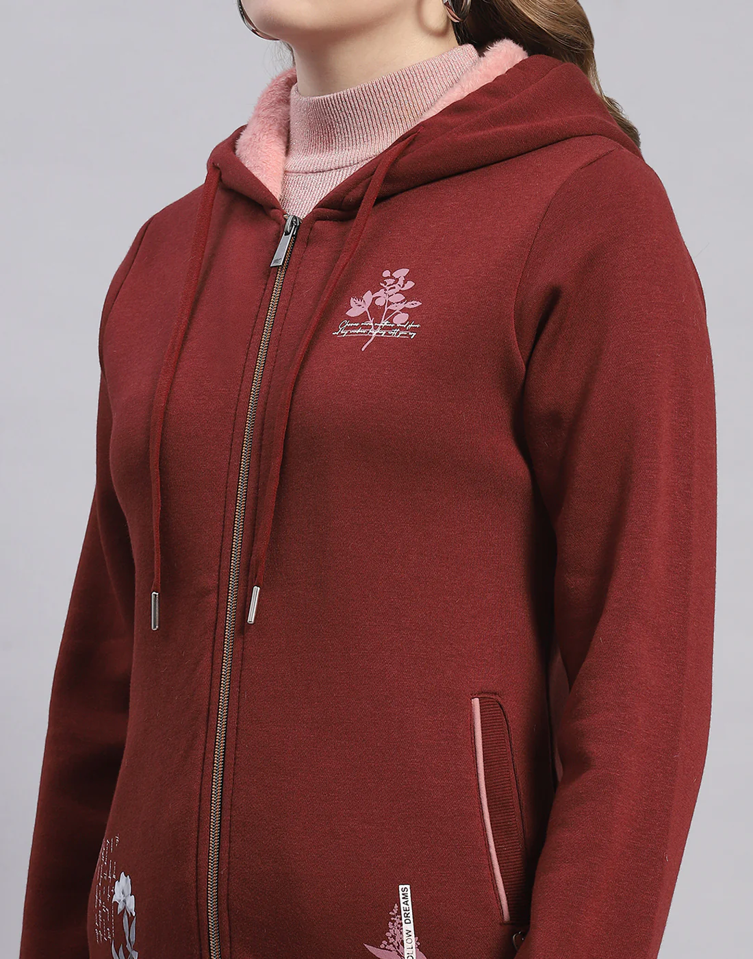Women Rust Printed Hooded Full Sleeve Sweatshirt - Image 7