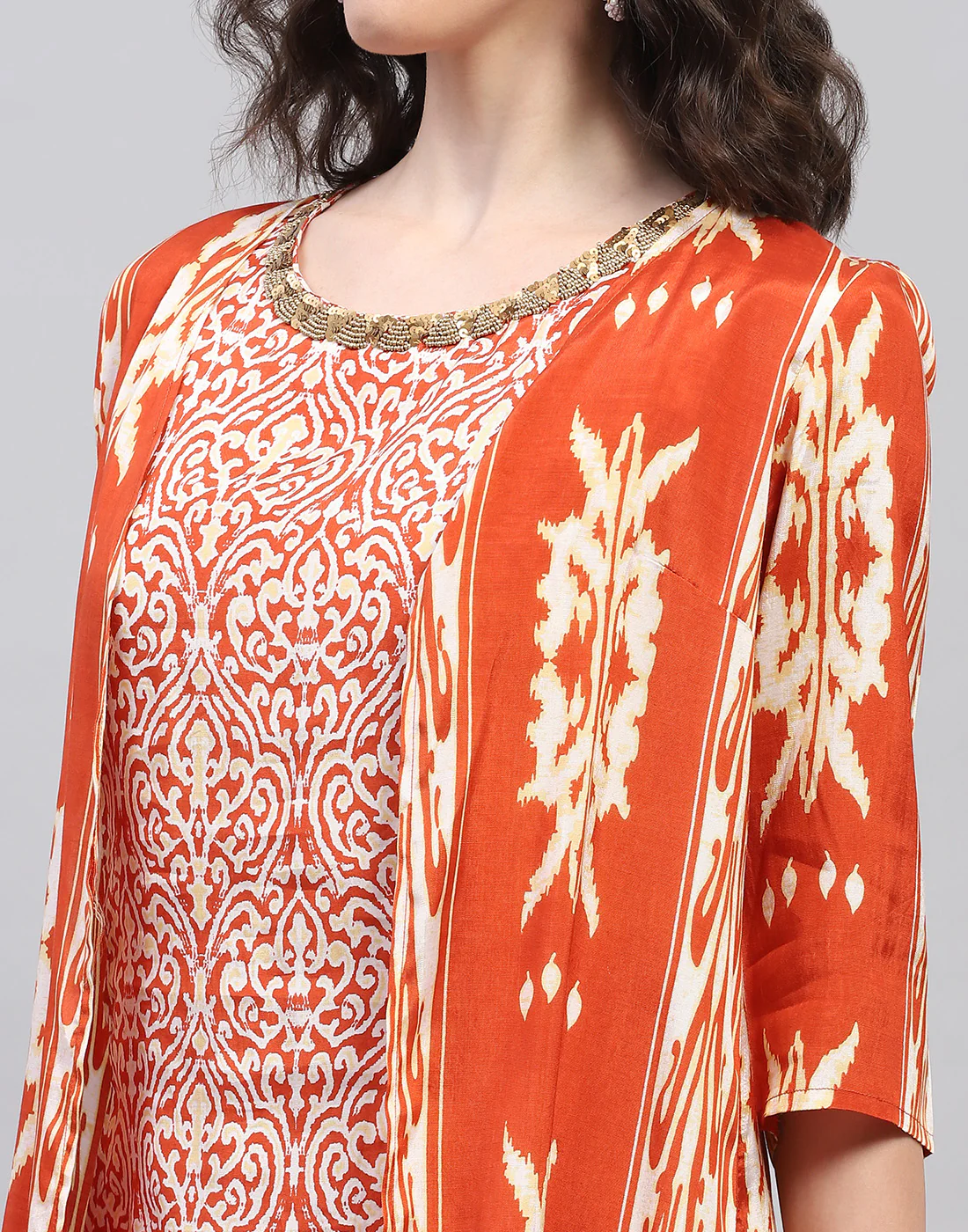Women Rust Printed Round Neck Half Sleeve Combo 3Pc Set - Image 2