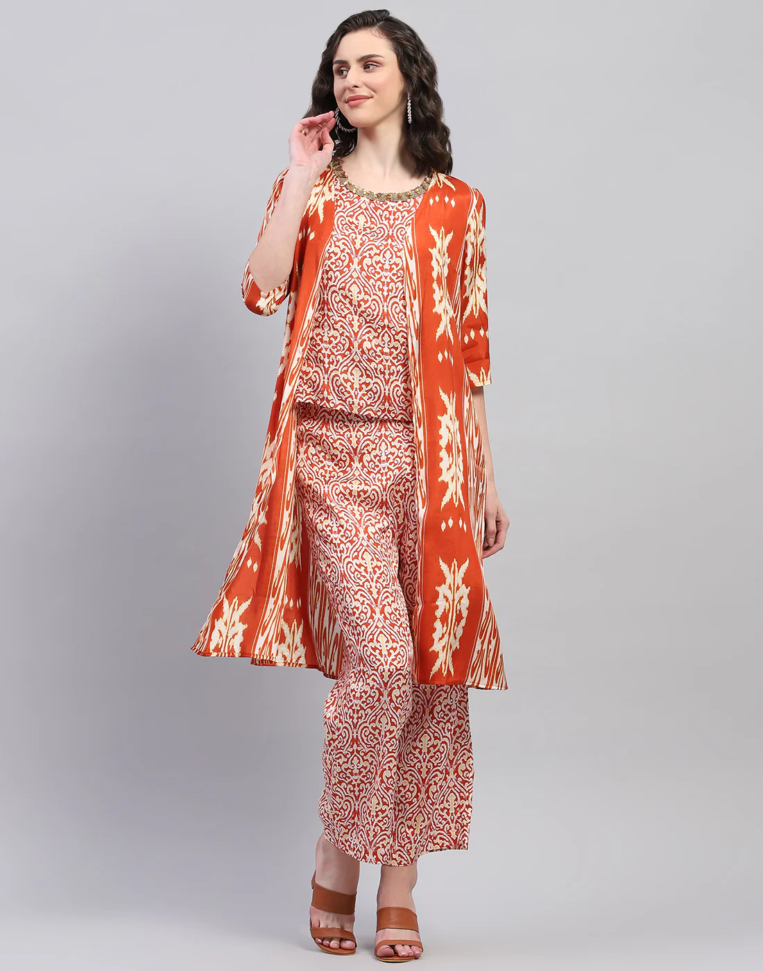 Women Rust Printed Round Neck Half Sleeve Combo 3Pc Set - Image 3