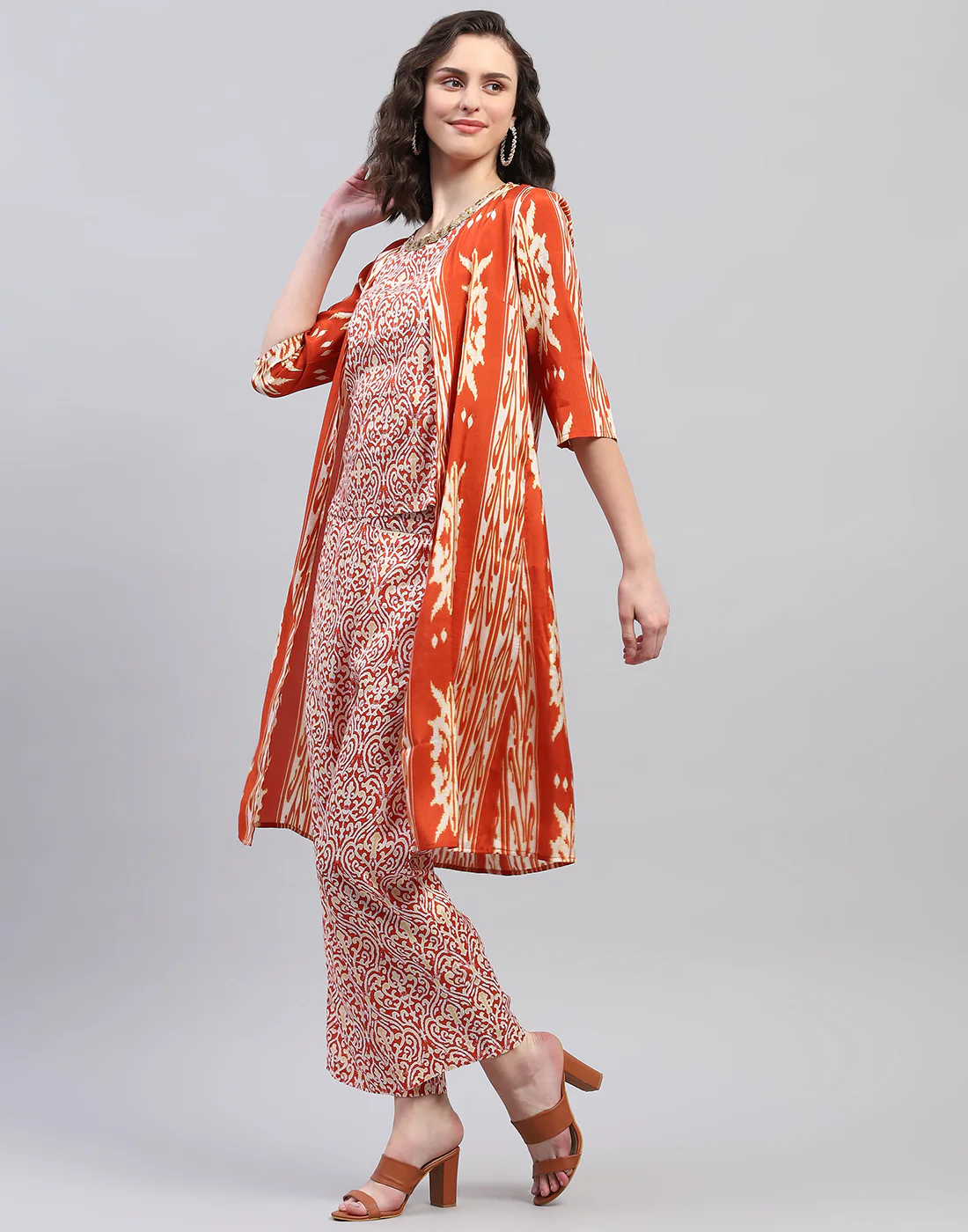 Women Rust Printed Round Neck Half Sleeve Combo 3Pc Set - Image 4