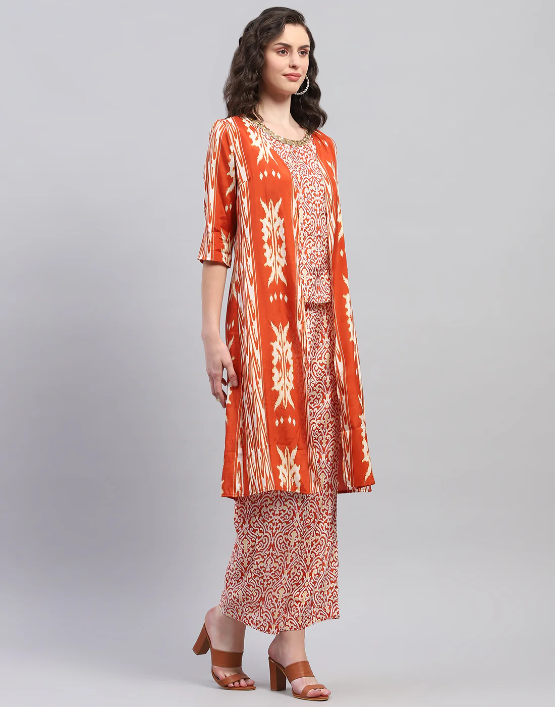 Women Rust Printed Round Neck Half Sleeve Combo 3Pc Set - Image 5
