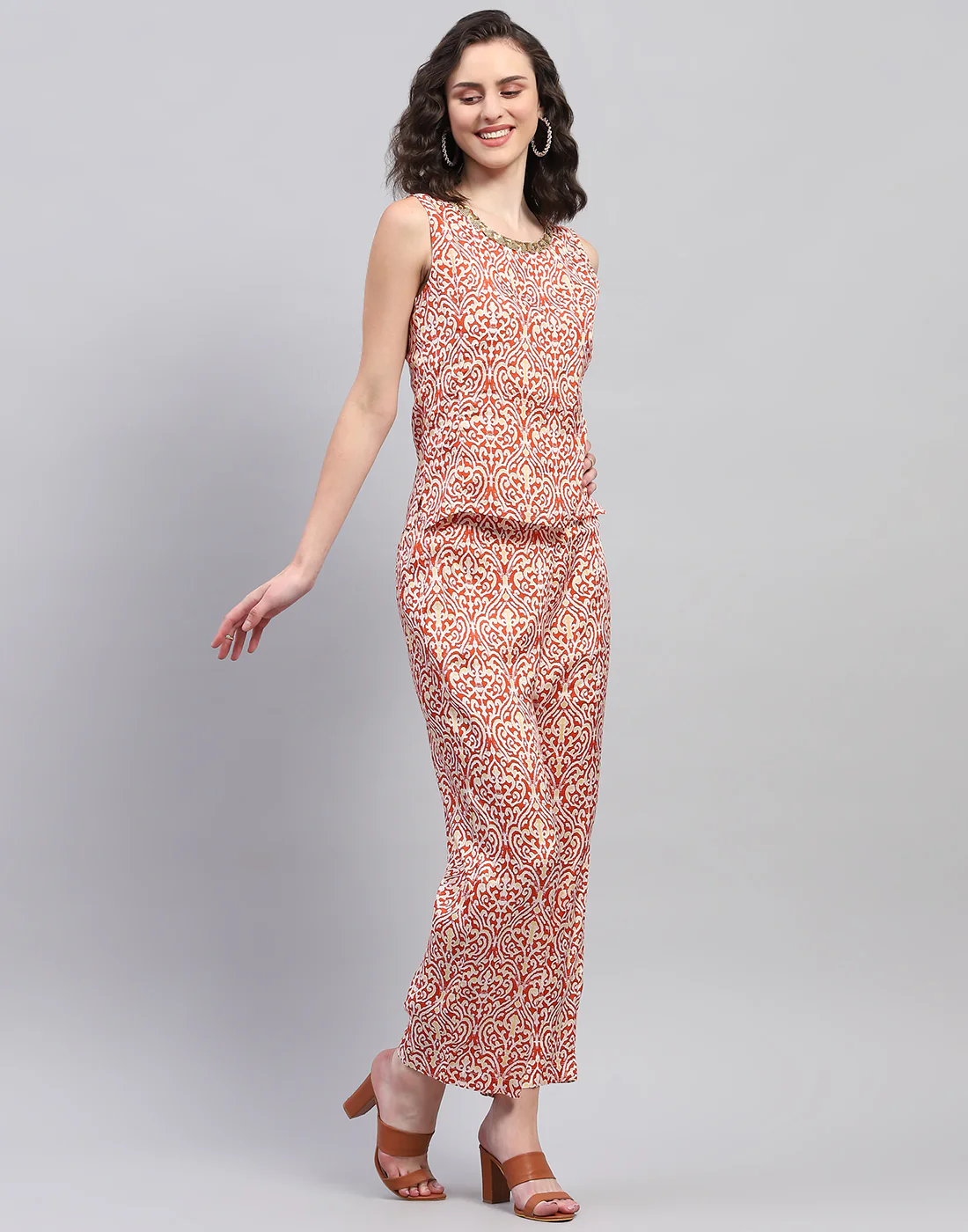 Women Rust Printed Round Neck Half Sleeve Combo 3Pc Set - Image 8
