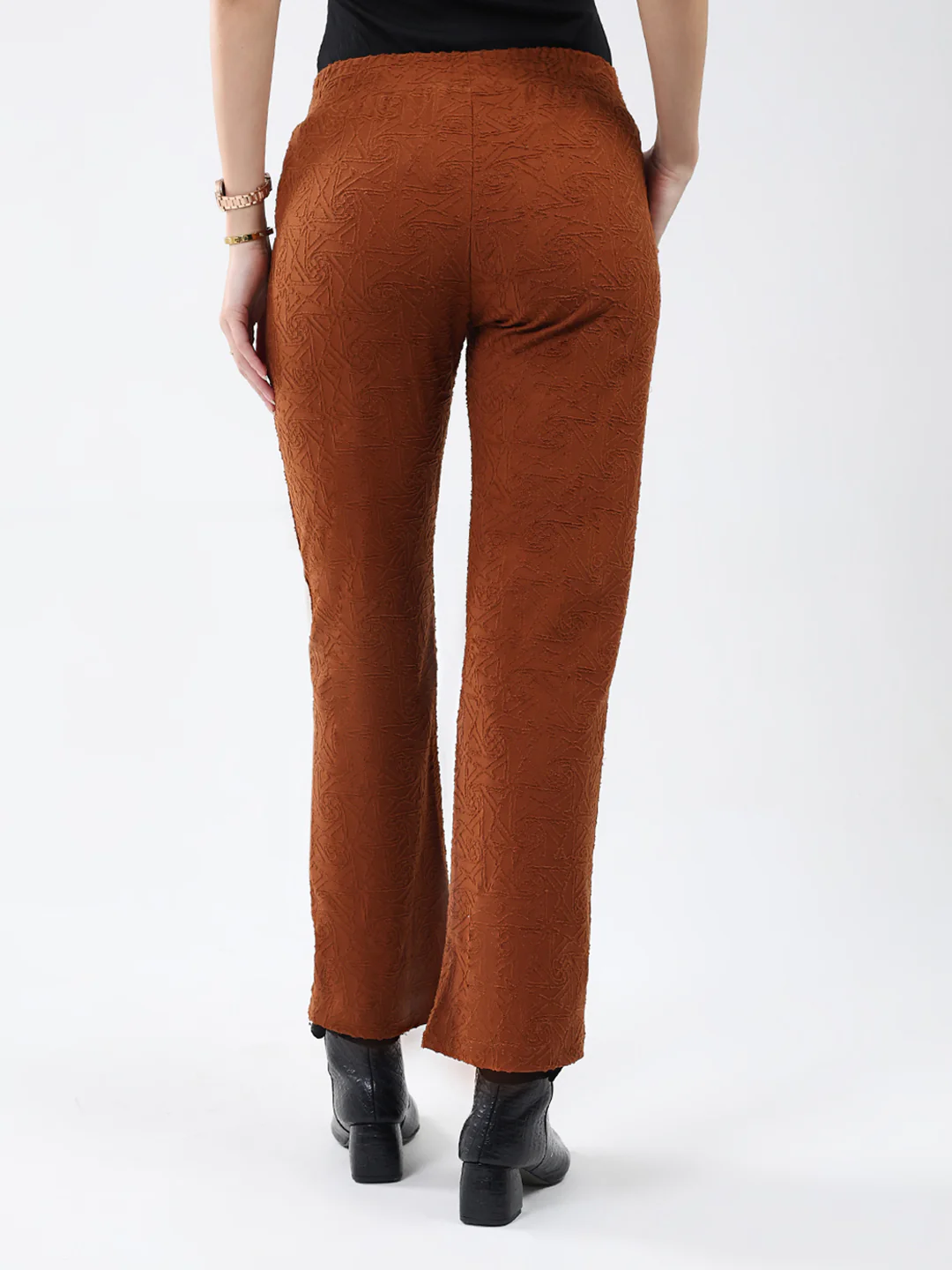 Women Rust Self Design Regular Fit Winter Lower - Image 5