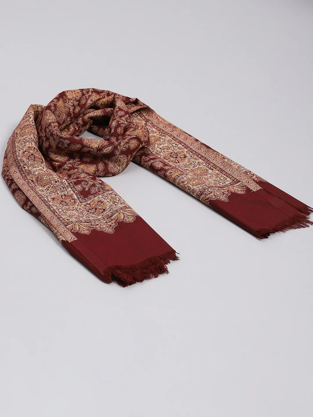 Women Rust Self Design Shawl - Image 2