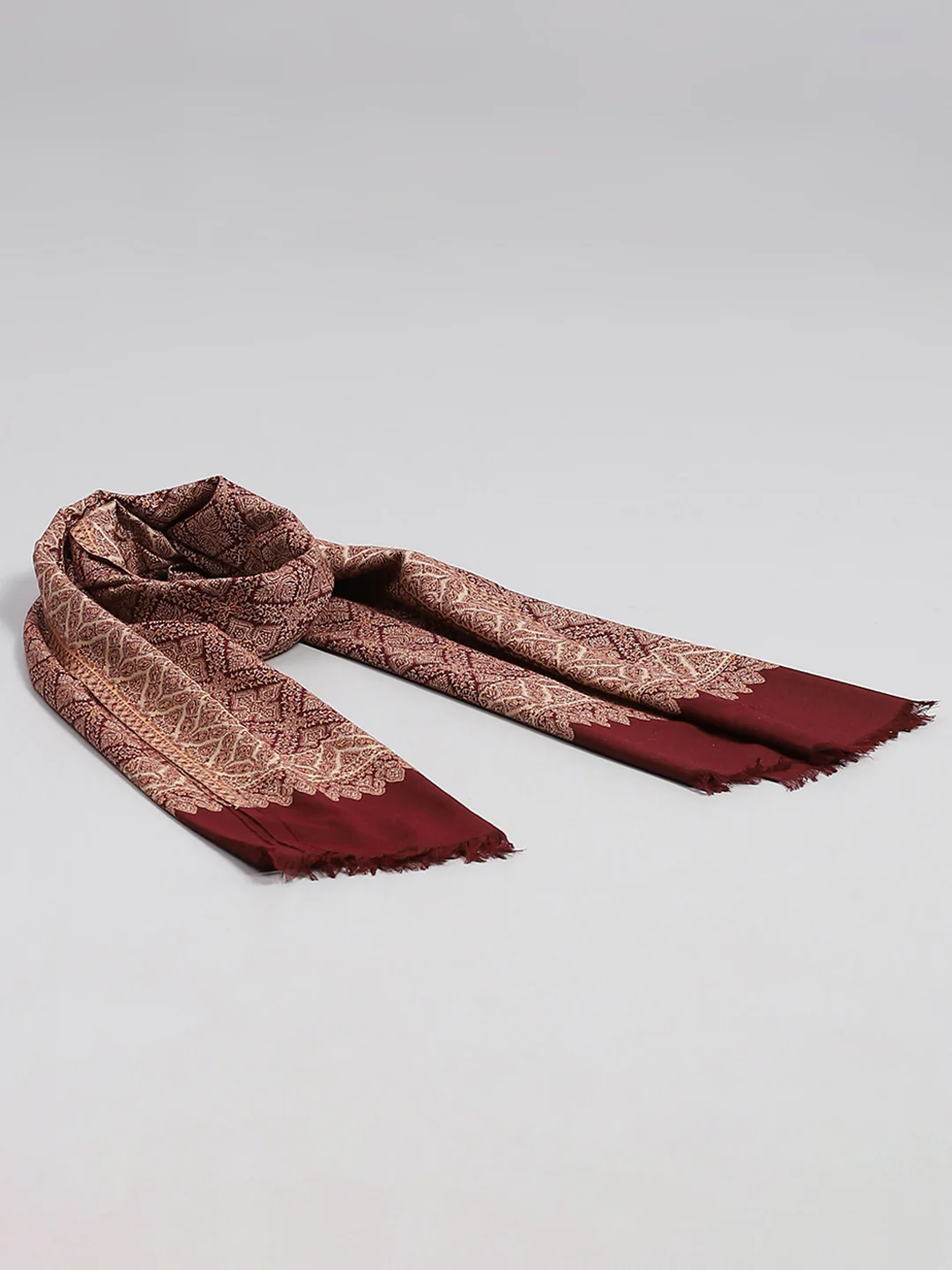 Women Rust Self Design Stole - Image 6