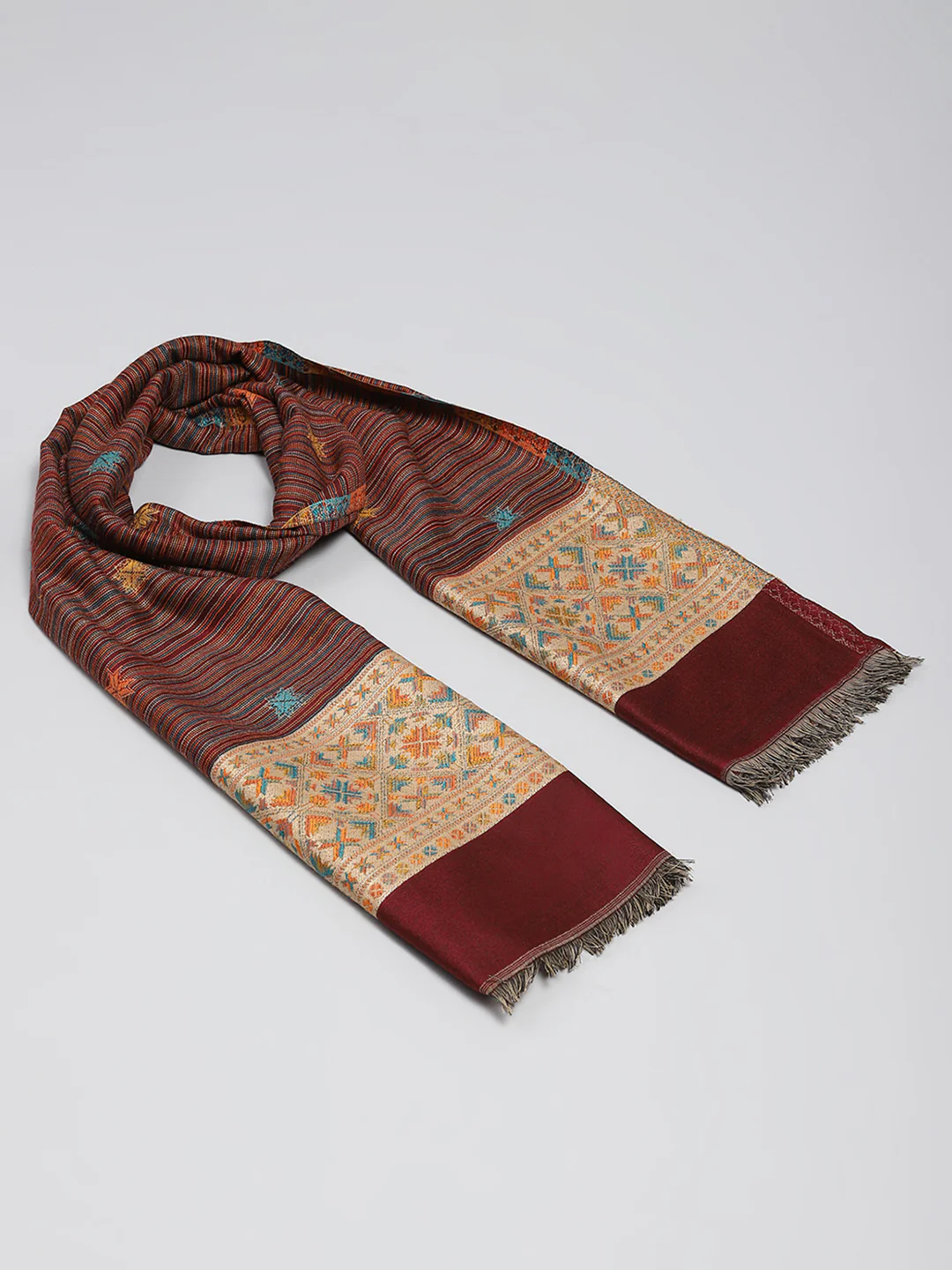 Women Rust Self Design Stole - Image 6