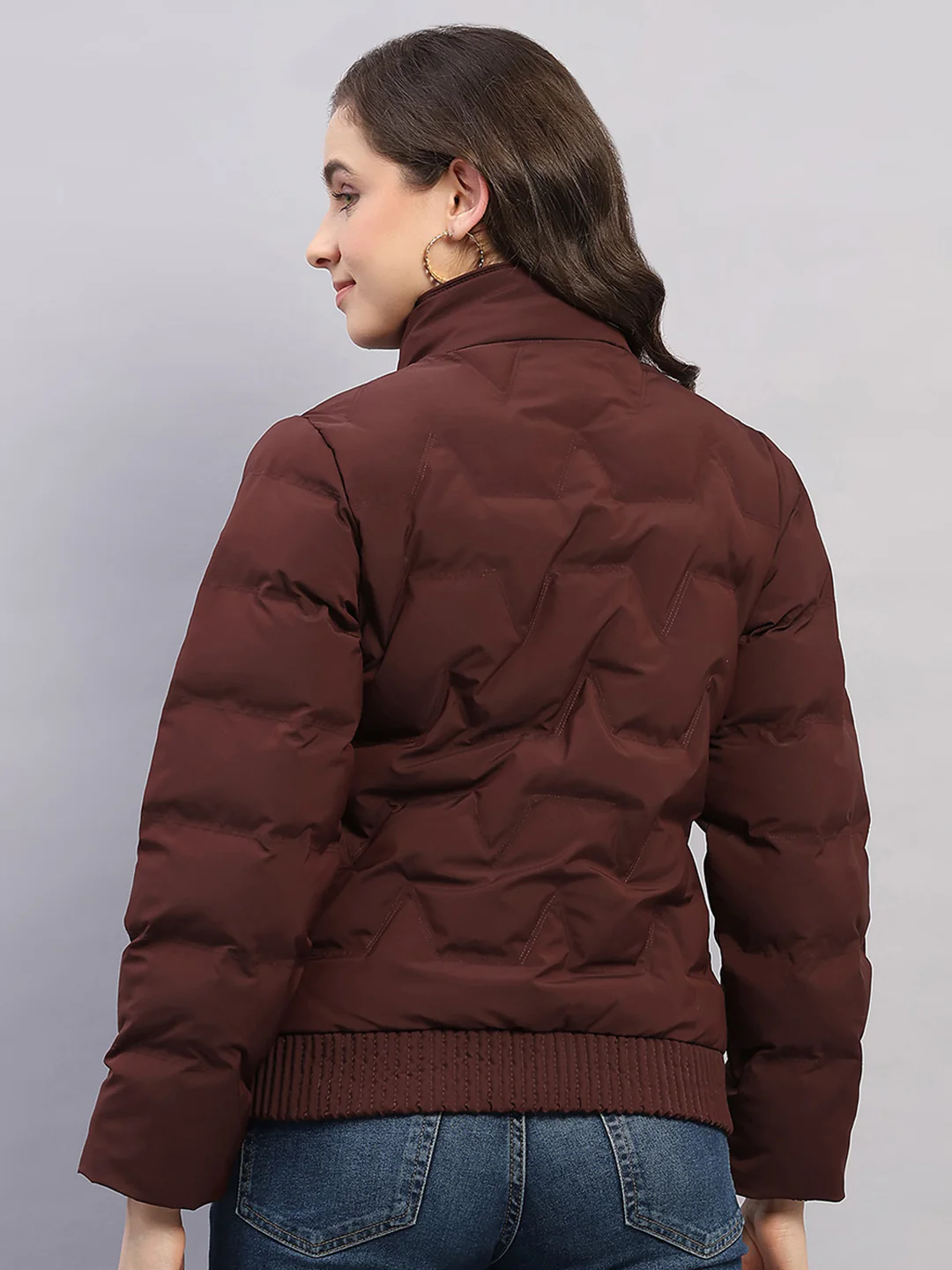 Women Rust Solid Collar Full Sleeve Jacket - Image 5