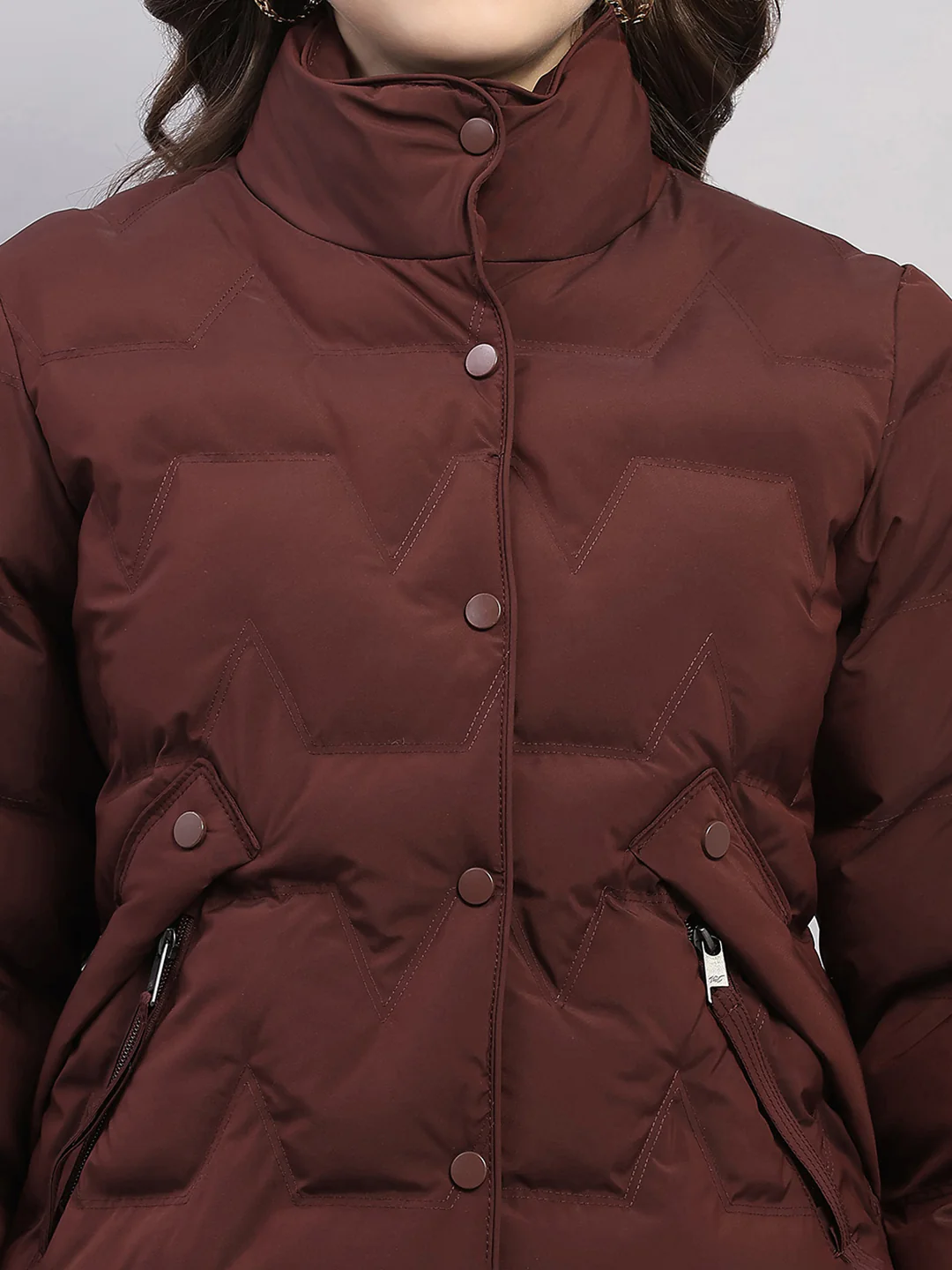 Women Rust Solid Collar Full Sleeve Jacket - Image 7