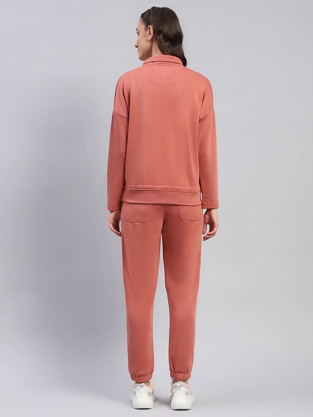Rock.it Women Rust Solid High Neck Full Sleeve Tracksuit - Image 5