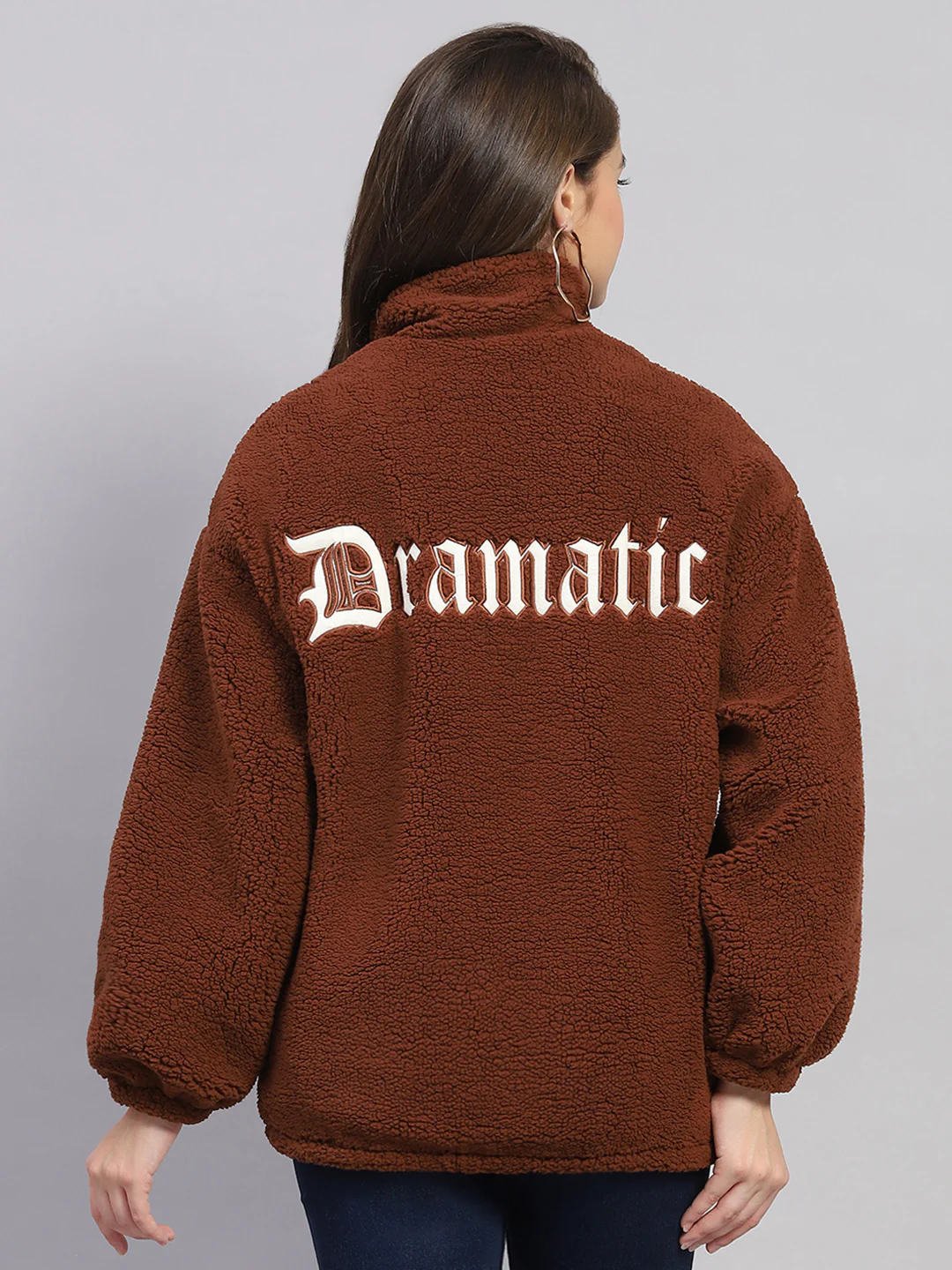 Rock.it Women Rust Solid Mock Neck Full Sleeve Jacket - Image 5