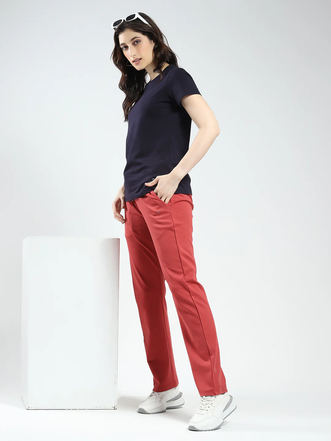 Women Rust Solid Regular Fit Lower - Image 2