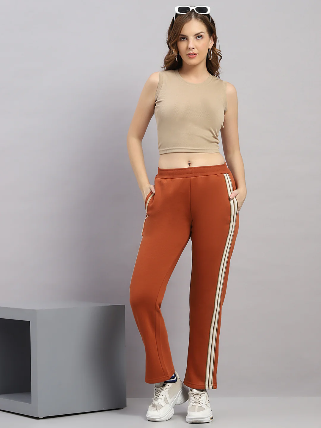 Women Rust Solid Regular Fit Winter Lower - Image 2