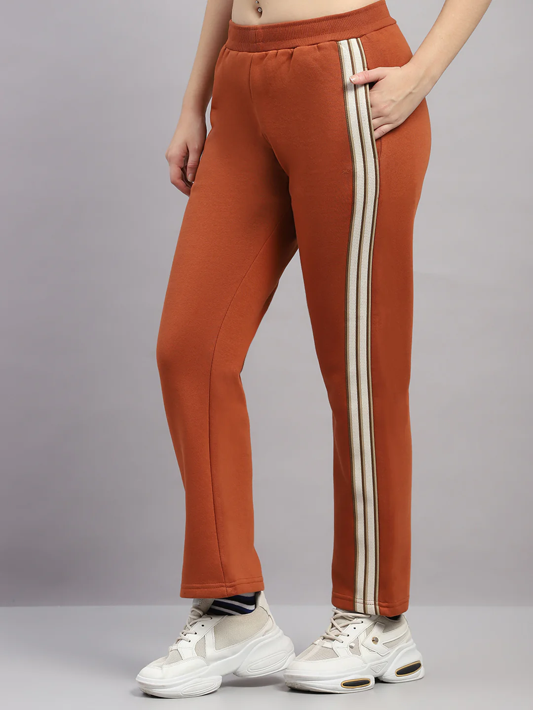 Women Rust Solid Regular Fit Winter Lower - Image 3