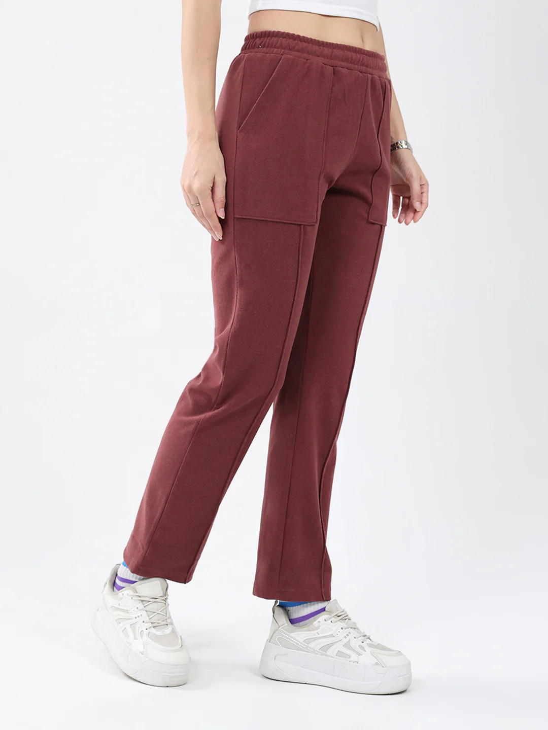 Women Rust Solid Regular Fit Winter Lower - Image 4