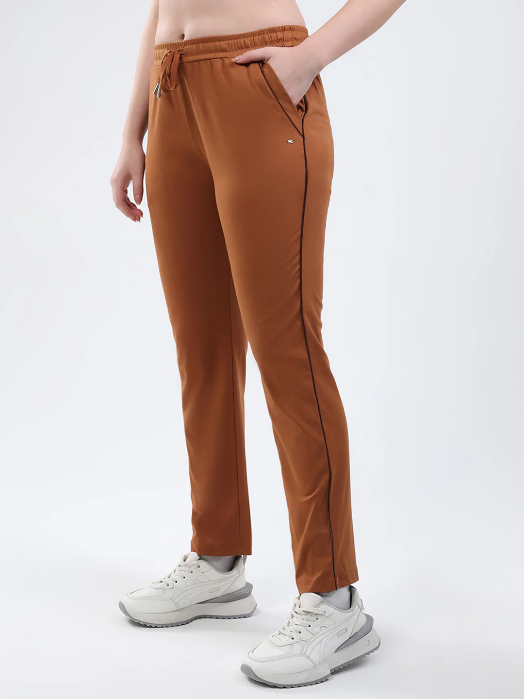 Women Rust Solid Regular Fit Winter Lower - Image 3
