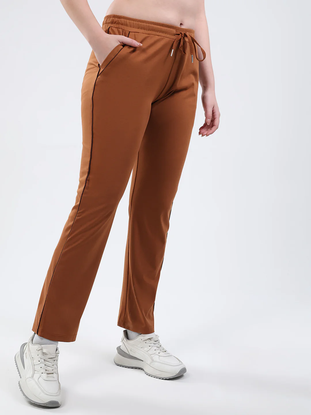 Women Rust Solid Regular Fit Winter Lower - Image 4