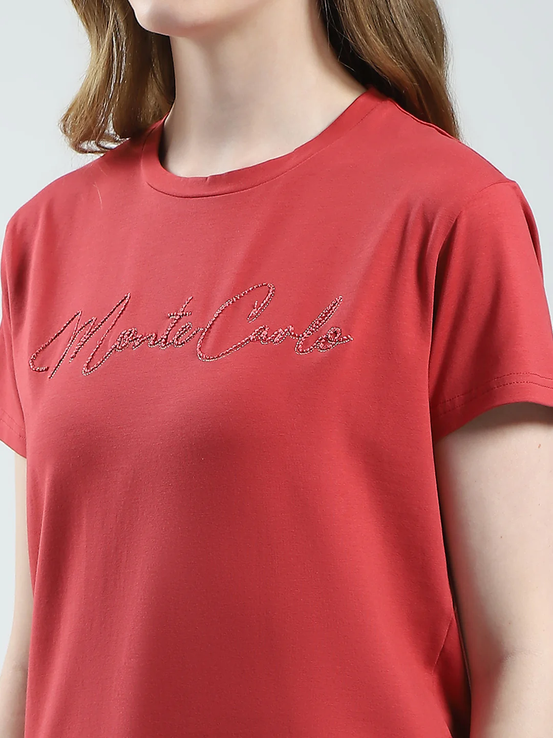 Women Rust Solid Round Neck Half Sleeve Top - Image 7