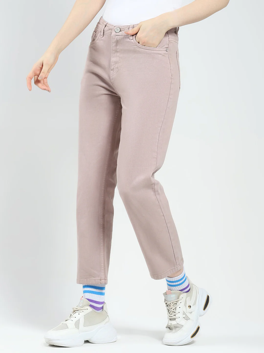 Women Rust Solid Slim Fit Denim - Image 3