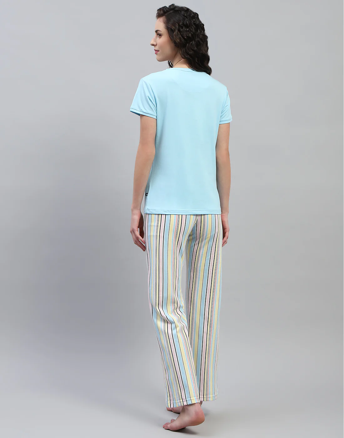 Women Sky Blue Printed Round Neck Half Sleeve Combo 3Pc Set - Image 7