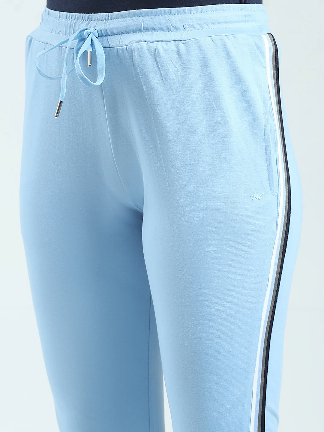 Women Sky Blue Solid Regular Fit Lower - Image 6