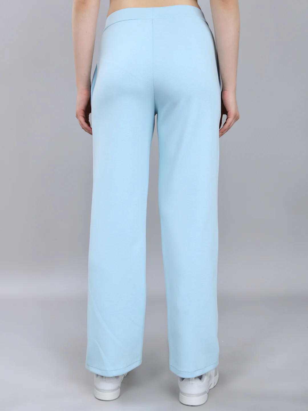 Women Sky Blue Solid Regular Fit Lower - Image 4