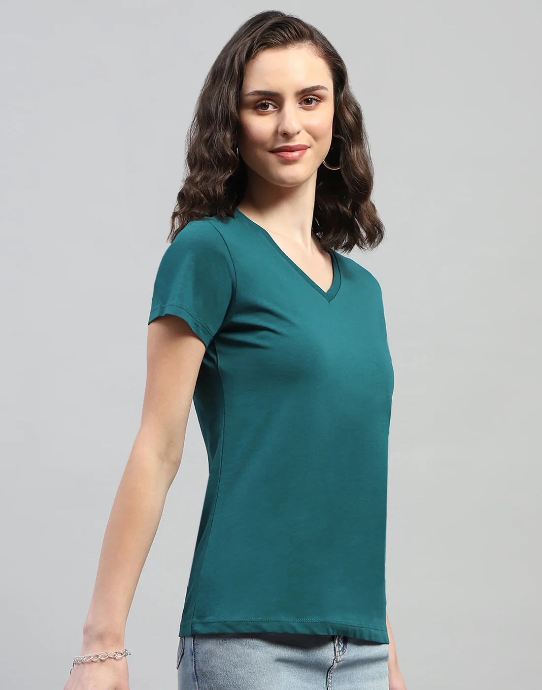 Women Teal Blue & Black Solid V Neck Half Sleeve Top (Pack of 2) - Image 8