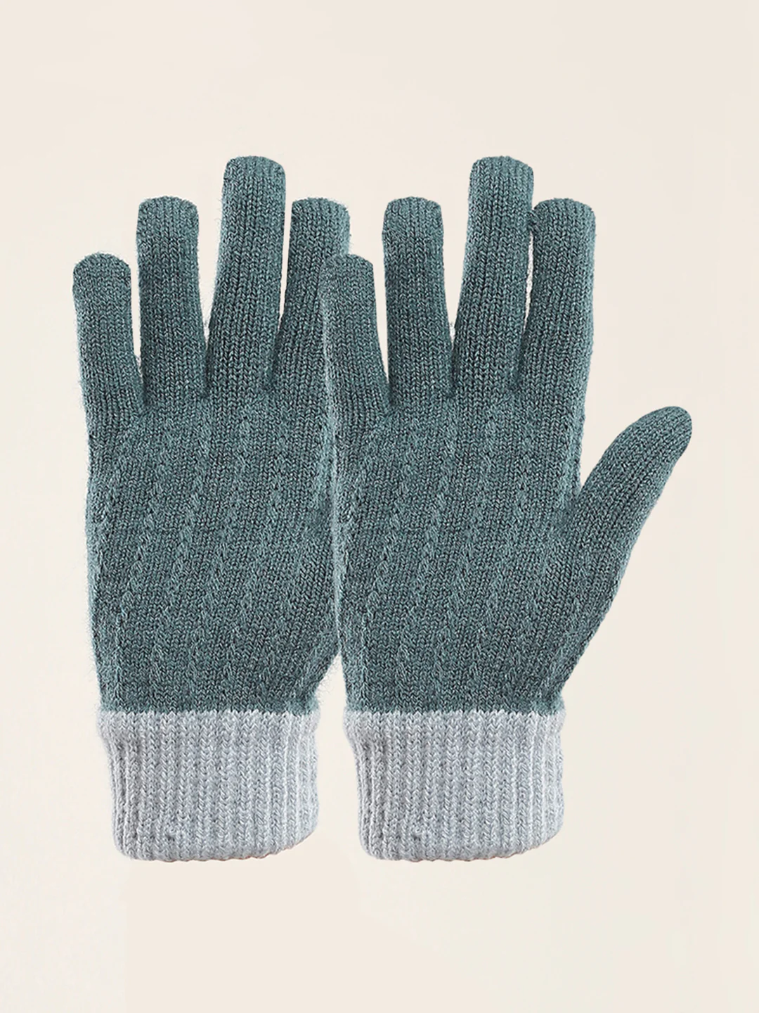 Women Teal Blue Self Design Gloves - Image 3