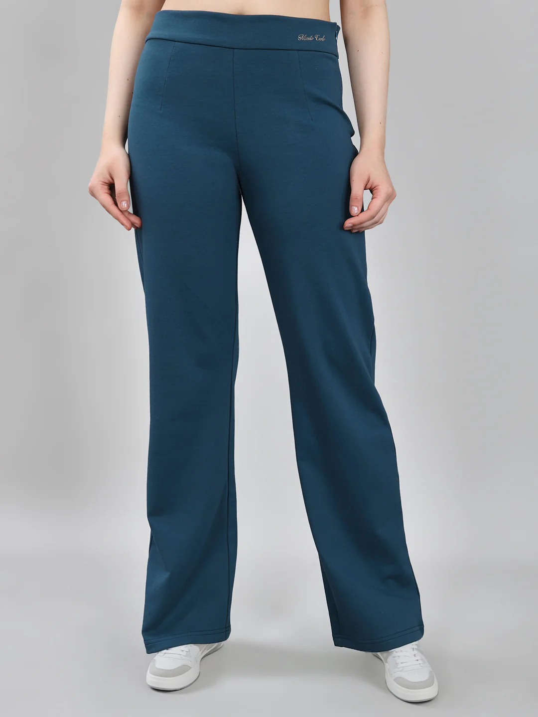 Women Teal Blue Solid Regular Fit Lower