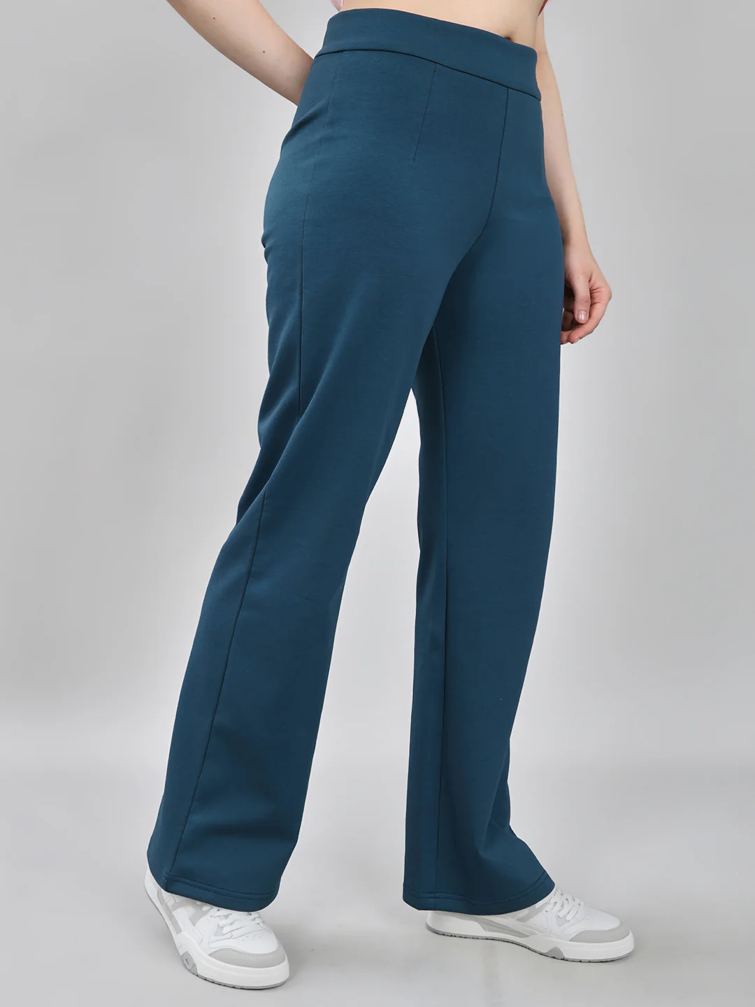 Women Teal Blue Solid Regular Fit Lower - Image 3