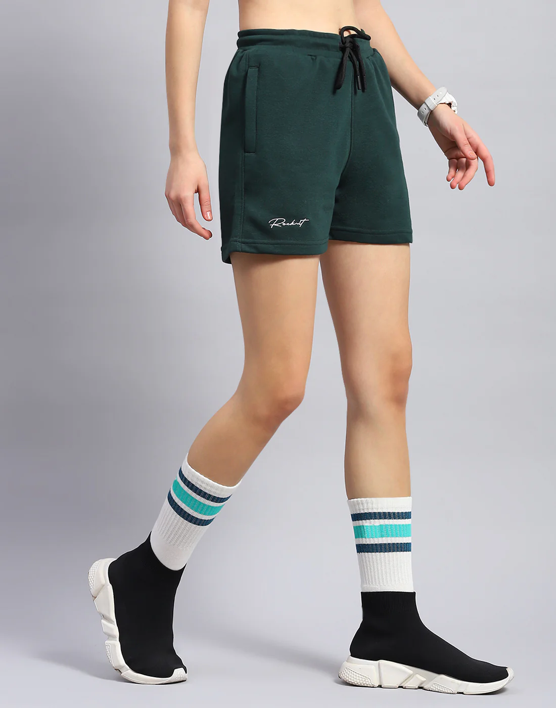 Rock.it Women Teal Blue Solid Regular Fit Short - Image 4