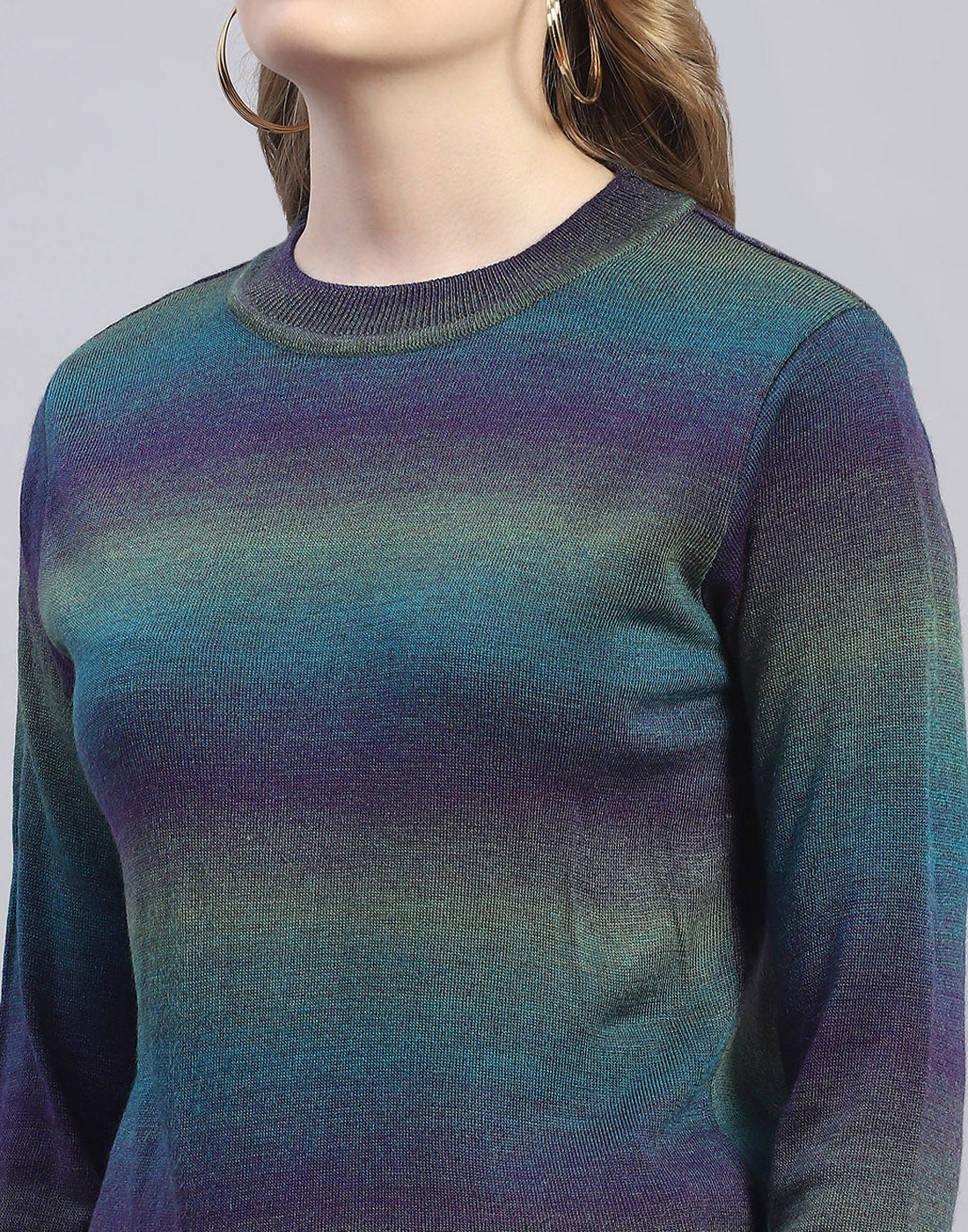 Women Teal Blue Solid Round Neck Full Sleeve Cords Set - Image 7