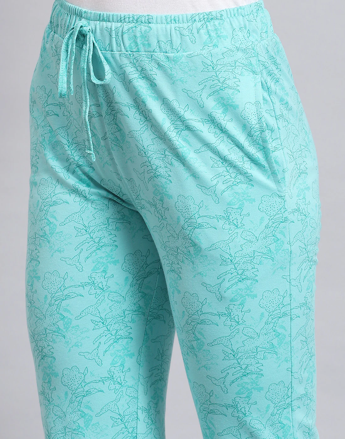 Women Turquoise Blue Printed Regular Fit Lower - Image 6