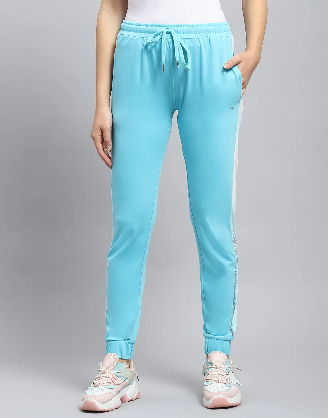 Women Turquoise Blue Printed Regular Fit Lower - Image 4