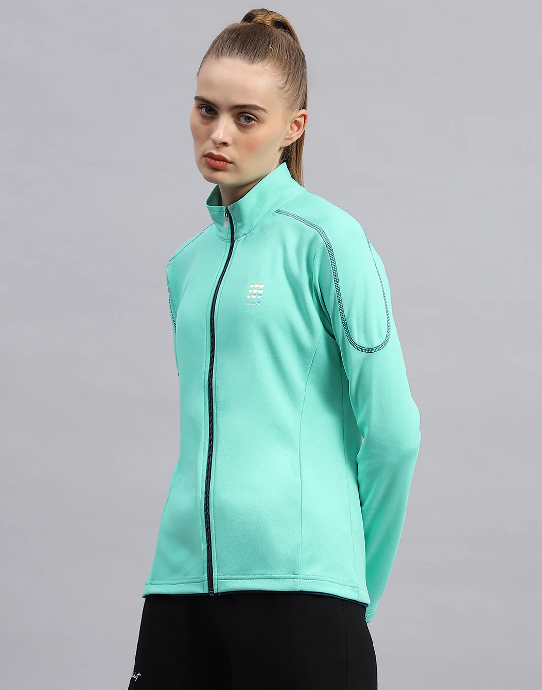 Rock.it Women Turquoise Blue Self Design Collar Full Sleeve Top - Image 3
