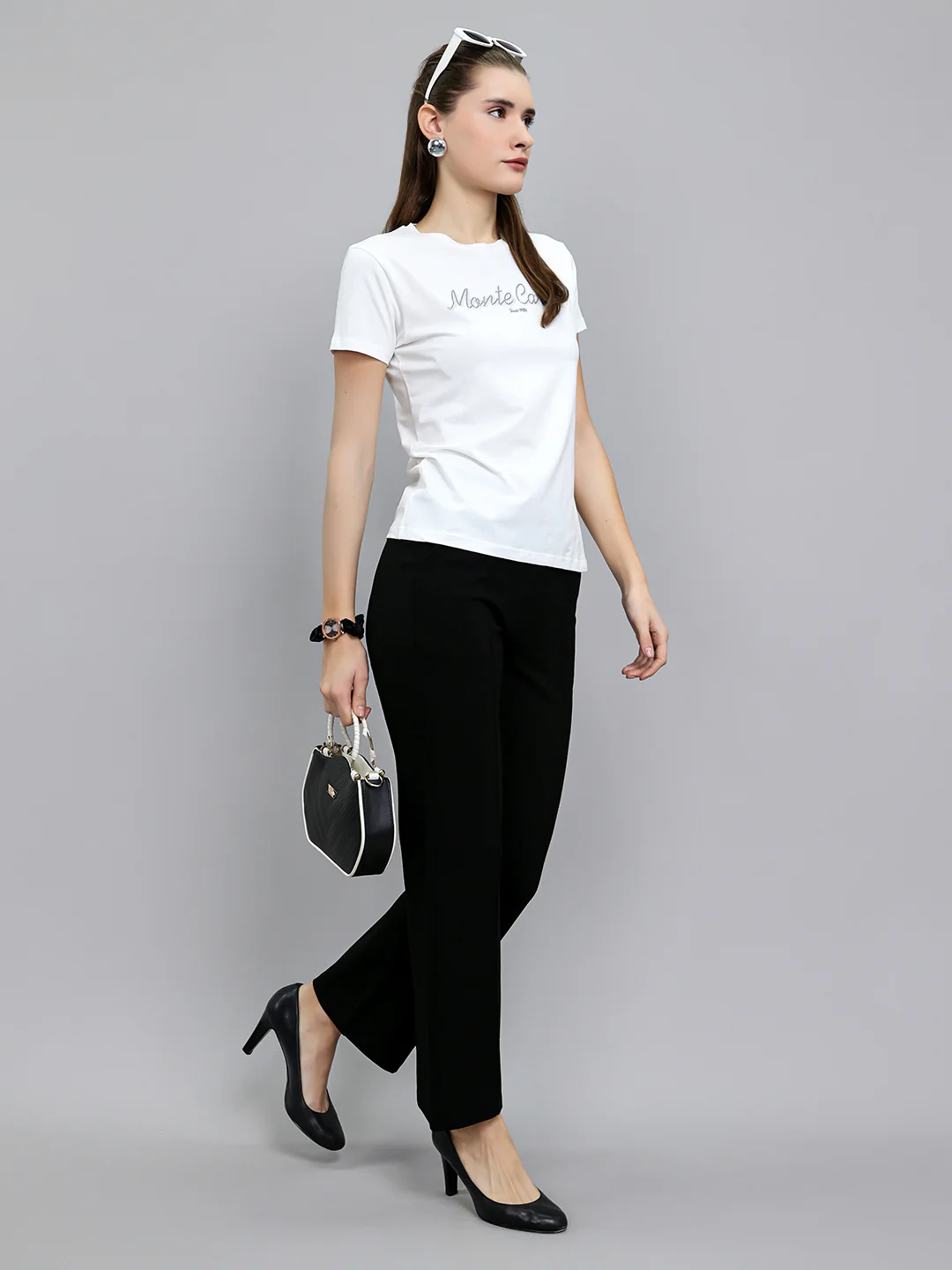 Women White Embroidered Round Neck Half Sleeve Top - Image 6