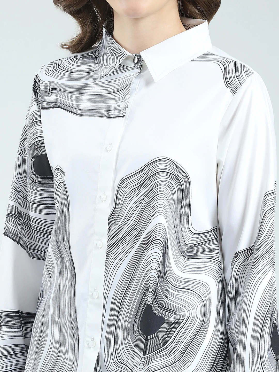 Women White Printed Collar Full Sleeve Top - Image 7