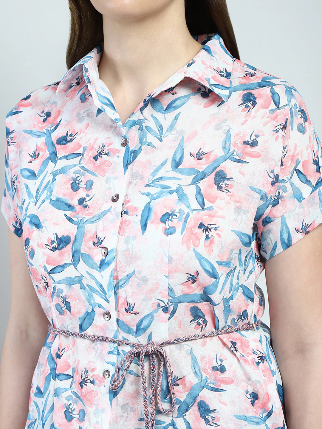 Women White Printed Collar Half Sleeve Tunic - Image 10