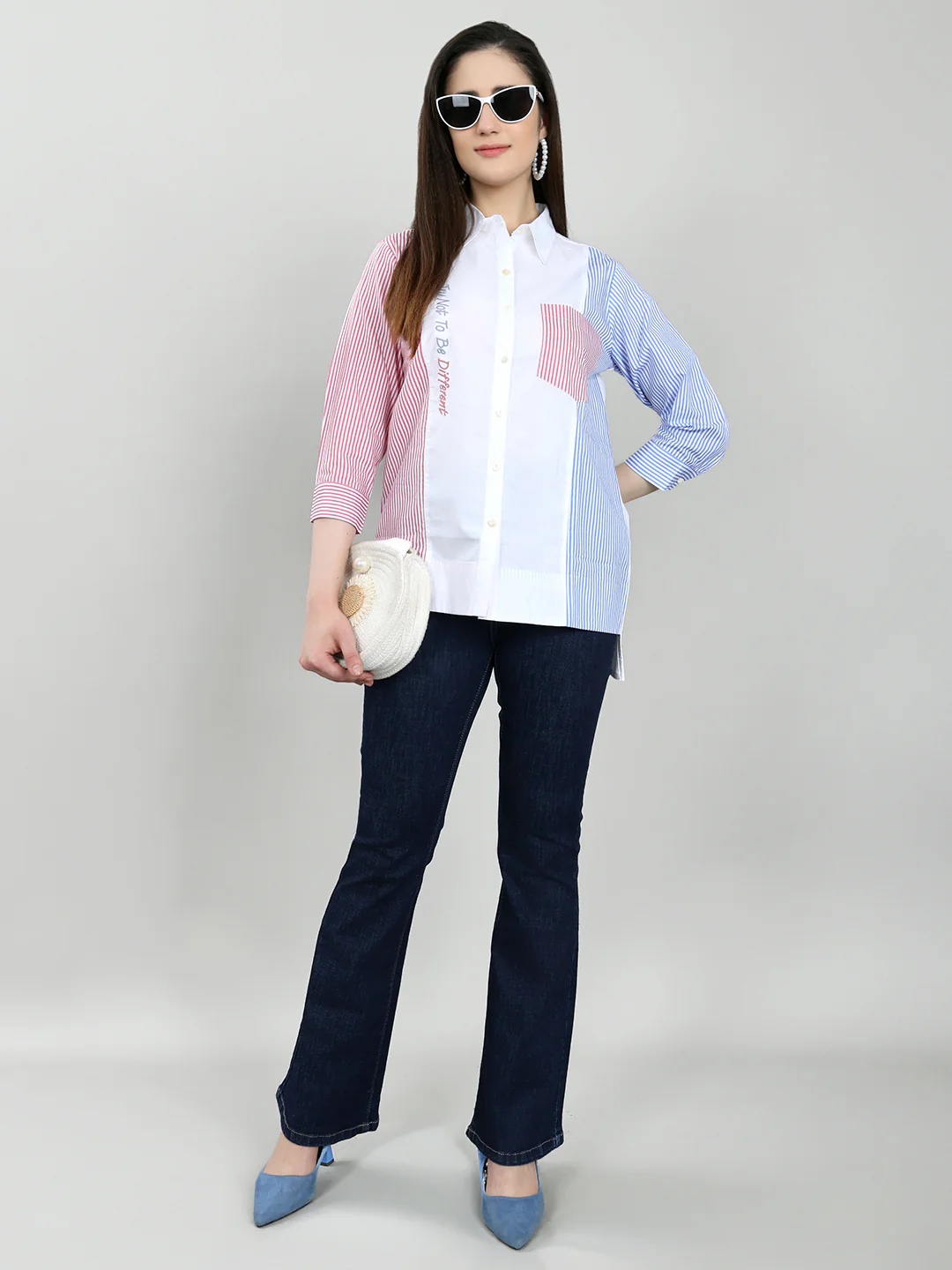 Women White Printed Front Open Full Sleeve Top - Image 6