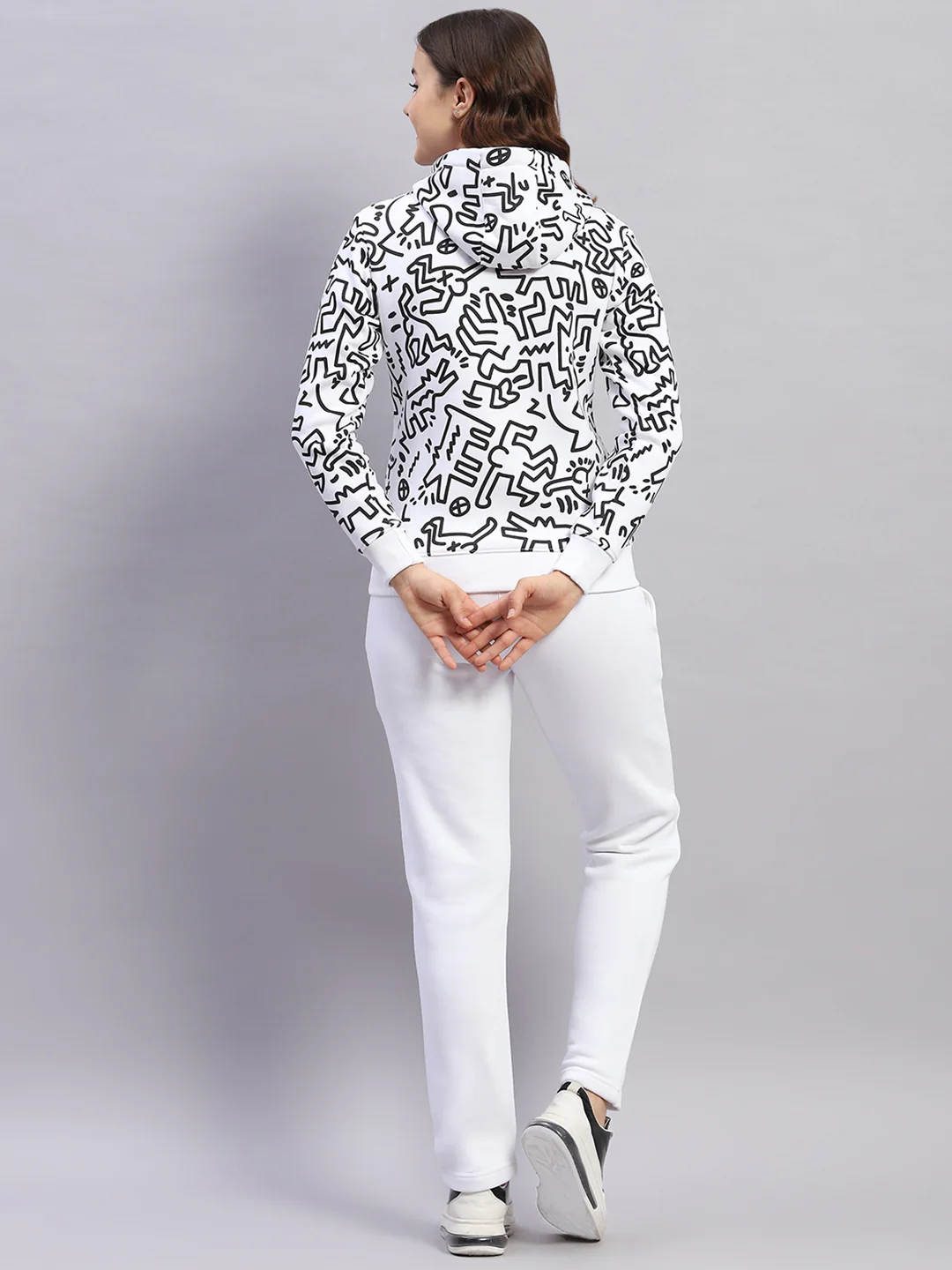 Rock.it Women White Printed Hooded Full Sleeve Tracksuit - Image 5