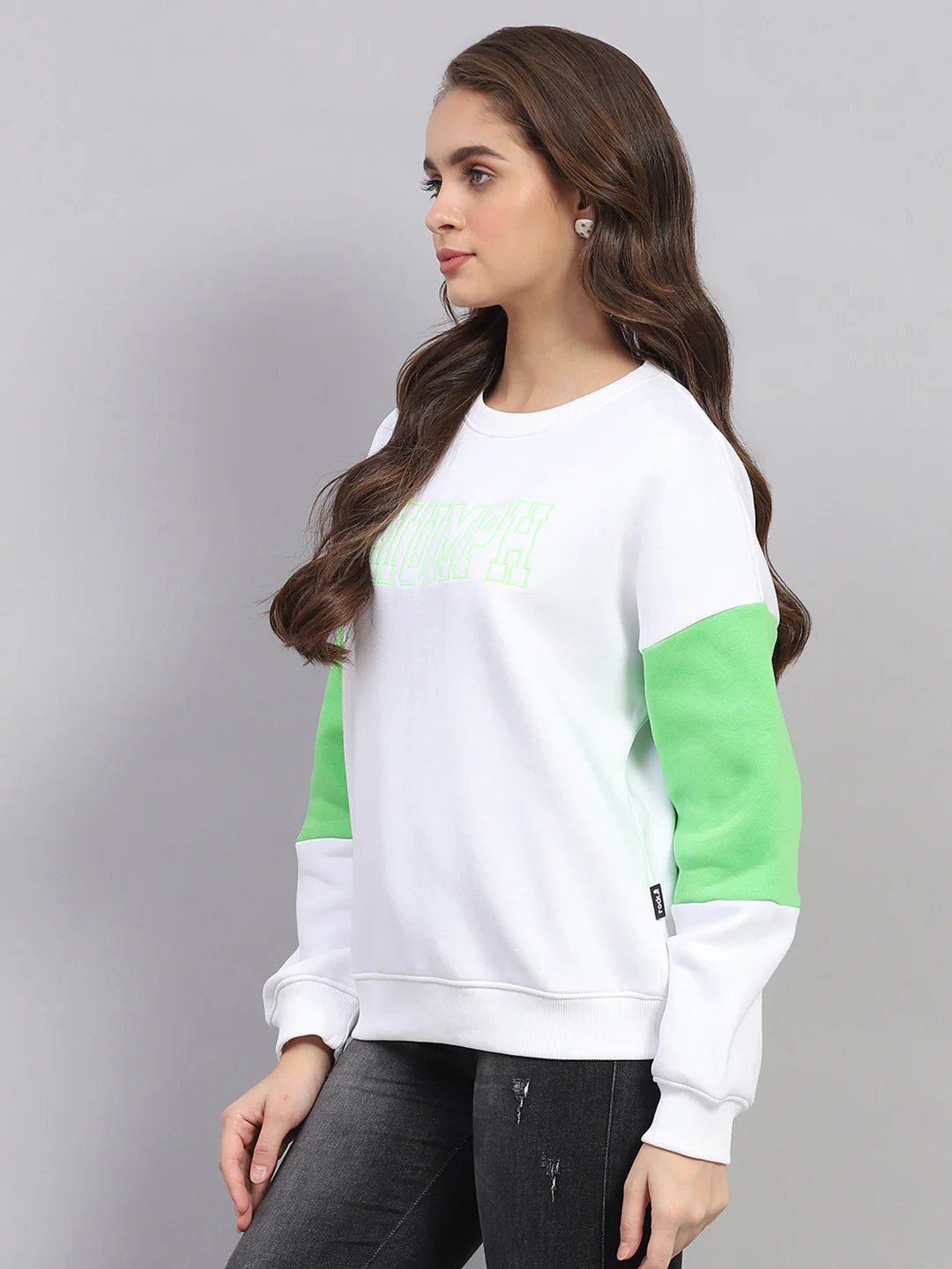 Rock.it Women White Printed Round Neck Full Sleeve Sweatshirt - Image 3