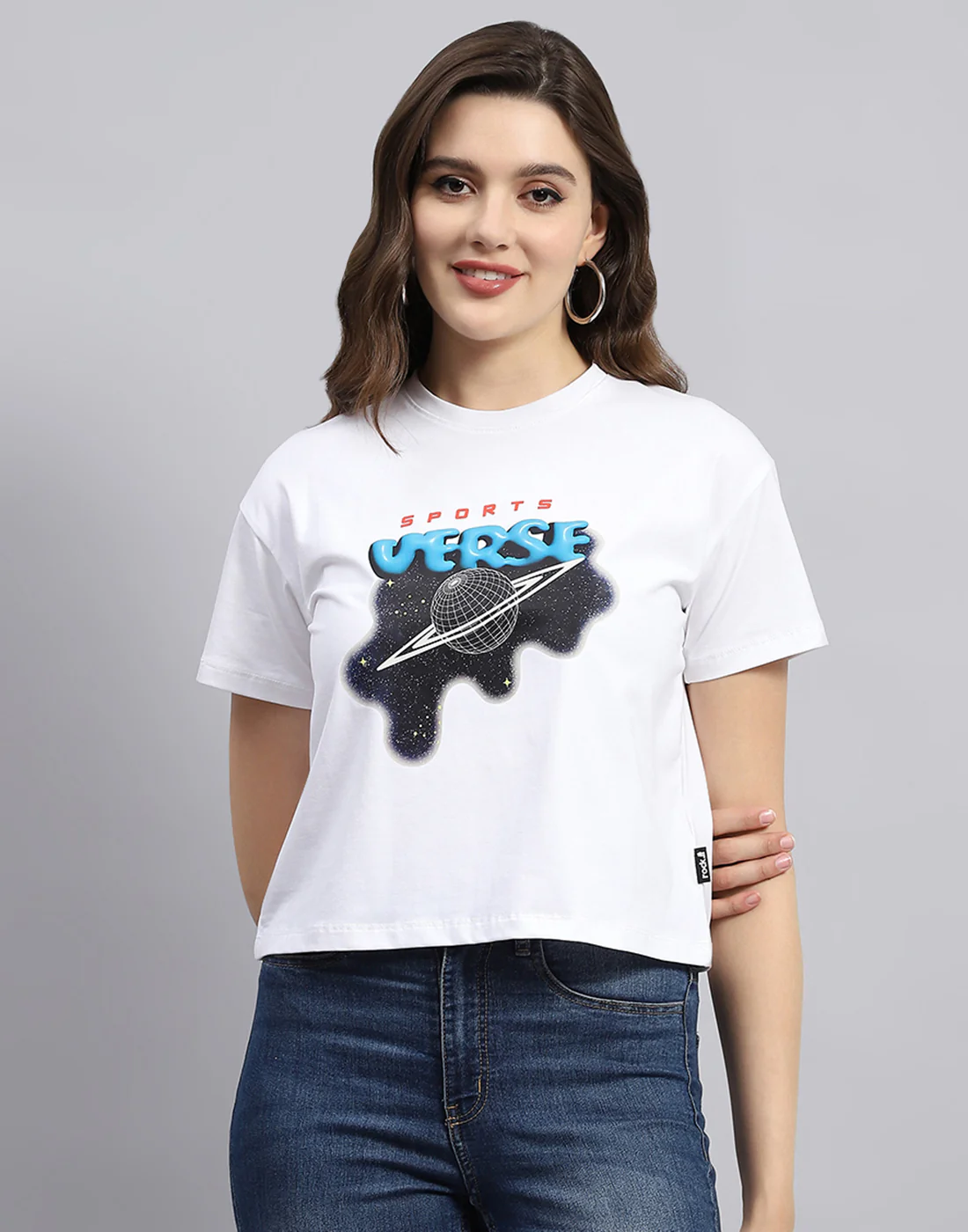 Rock.it Women White Printed Round Neck Half Sleeve Top - Image 3
