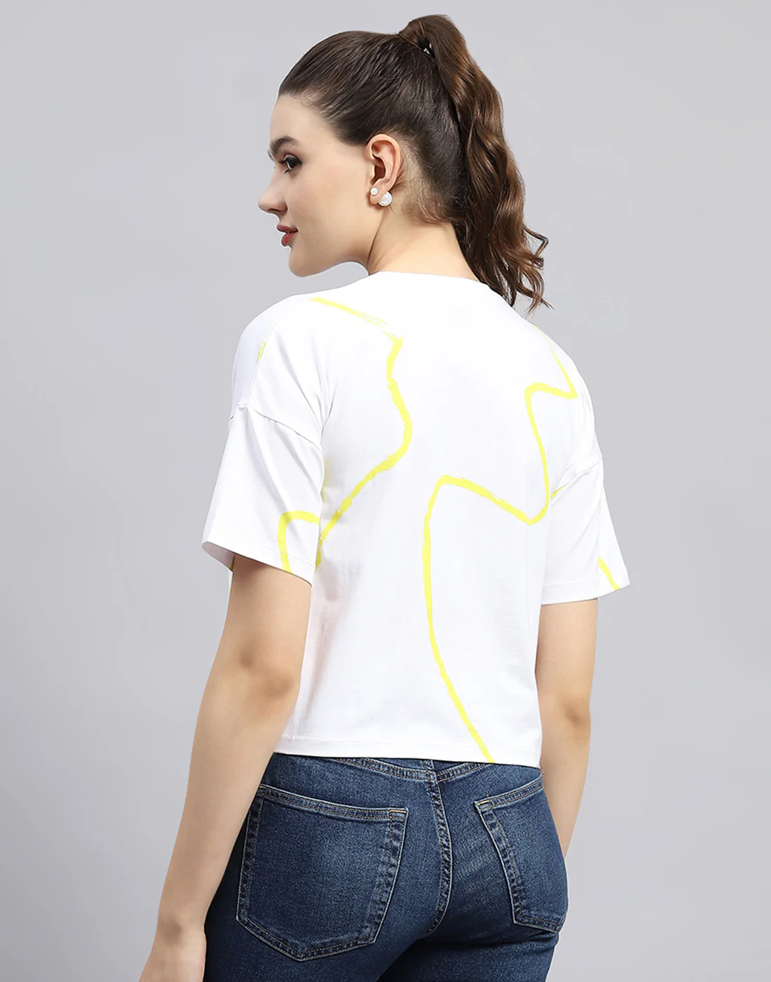 Rock.it Women White Printed Round Neck Half Sleeve Top - Image 5