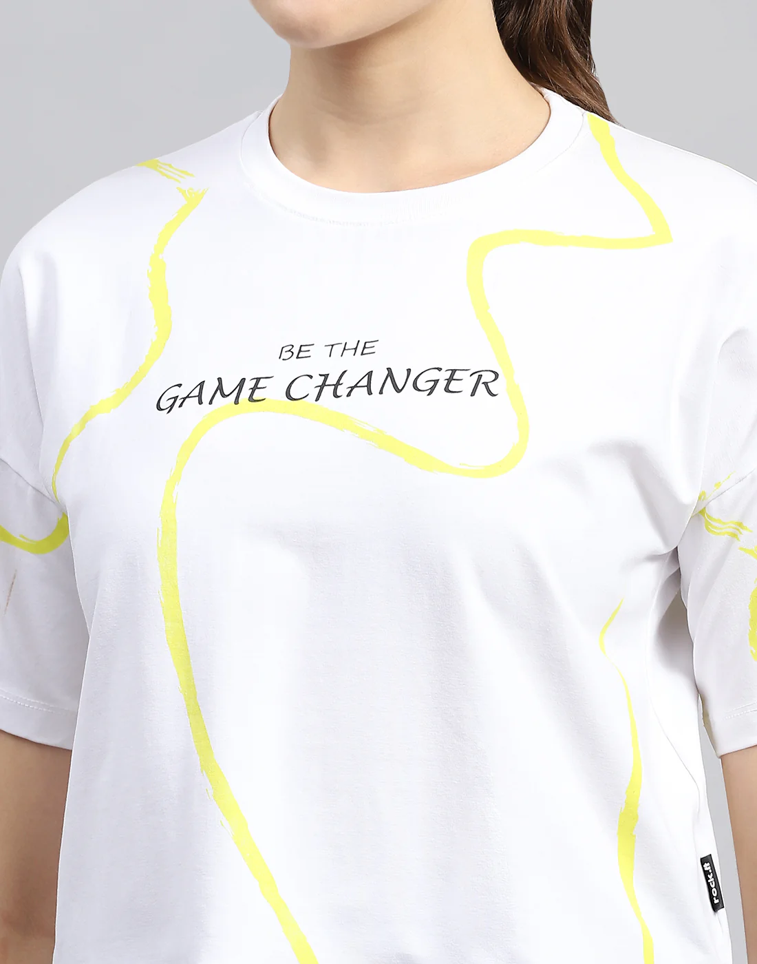 Rock.it Women White Printed Round Neck Half Sleeve Top - Image 6