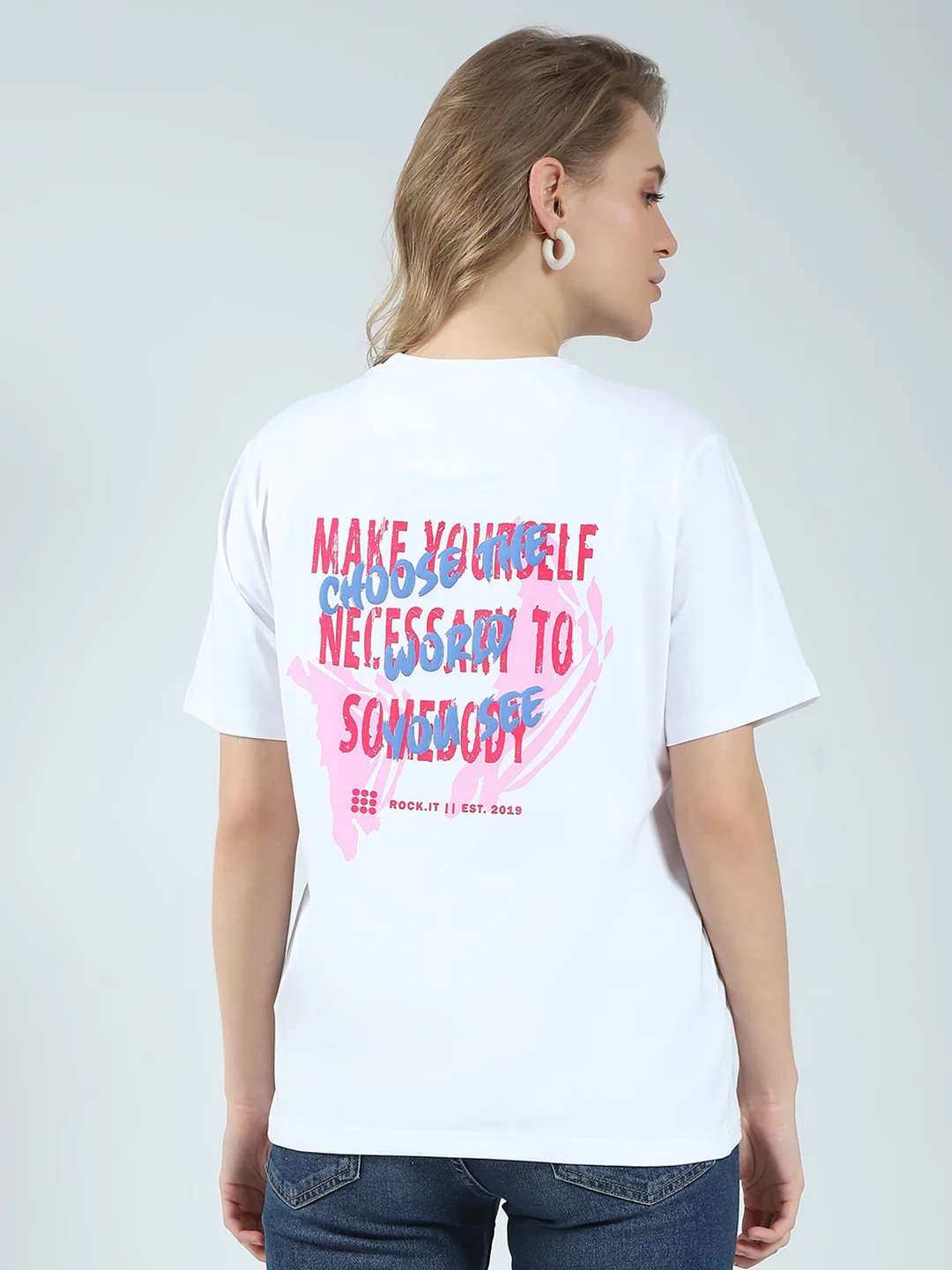 Rock.it Women White Printed Round Neck Half Sleeve Top - Image 5