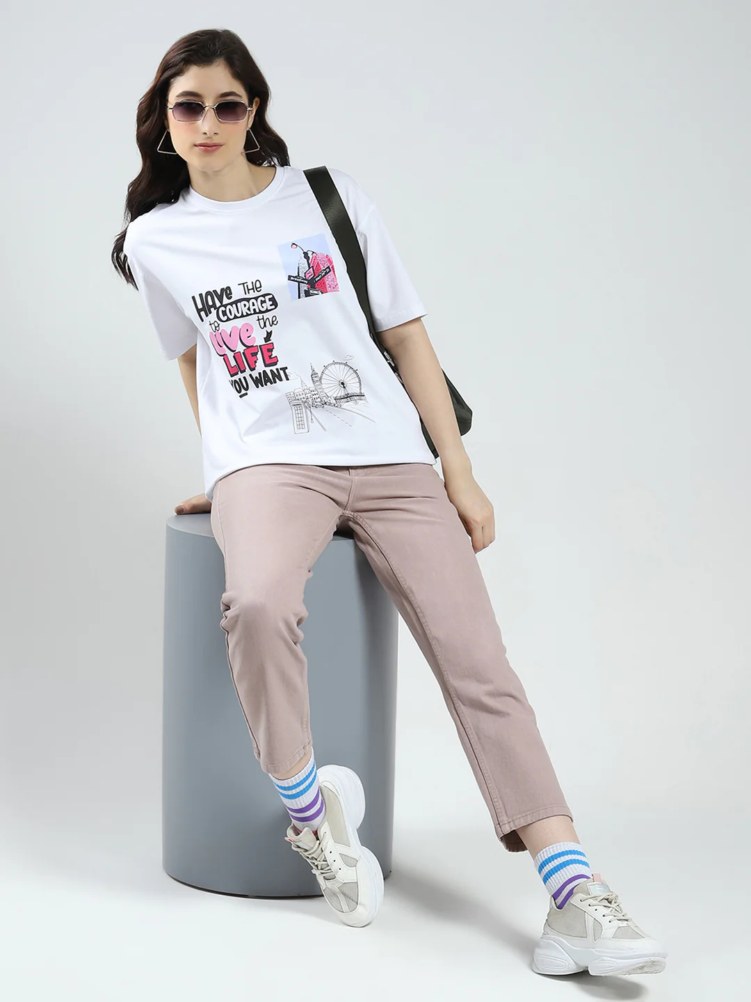Rock.it Women White Printed Round Neck Half Sleeve Top - Image 2