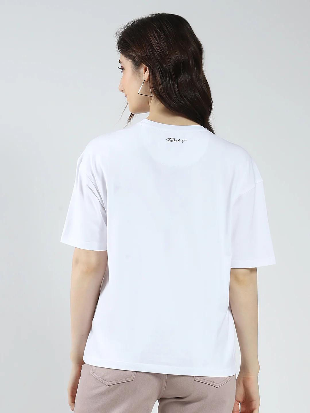 Rock.it Women White Printed Round Neck Half Sleeve Top - Image 6