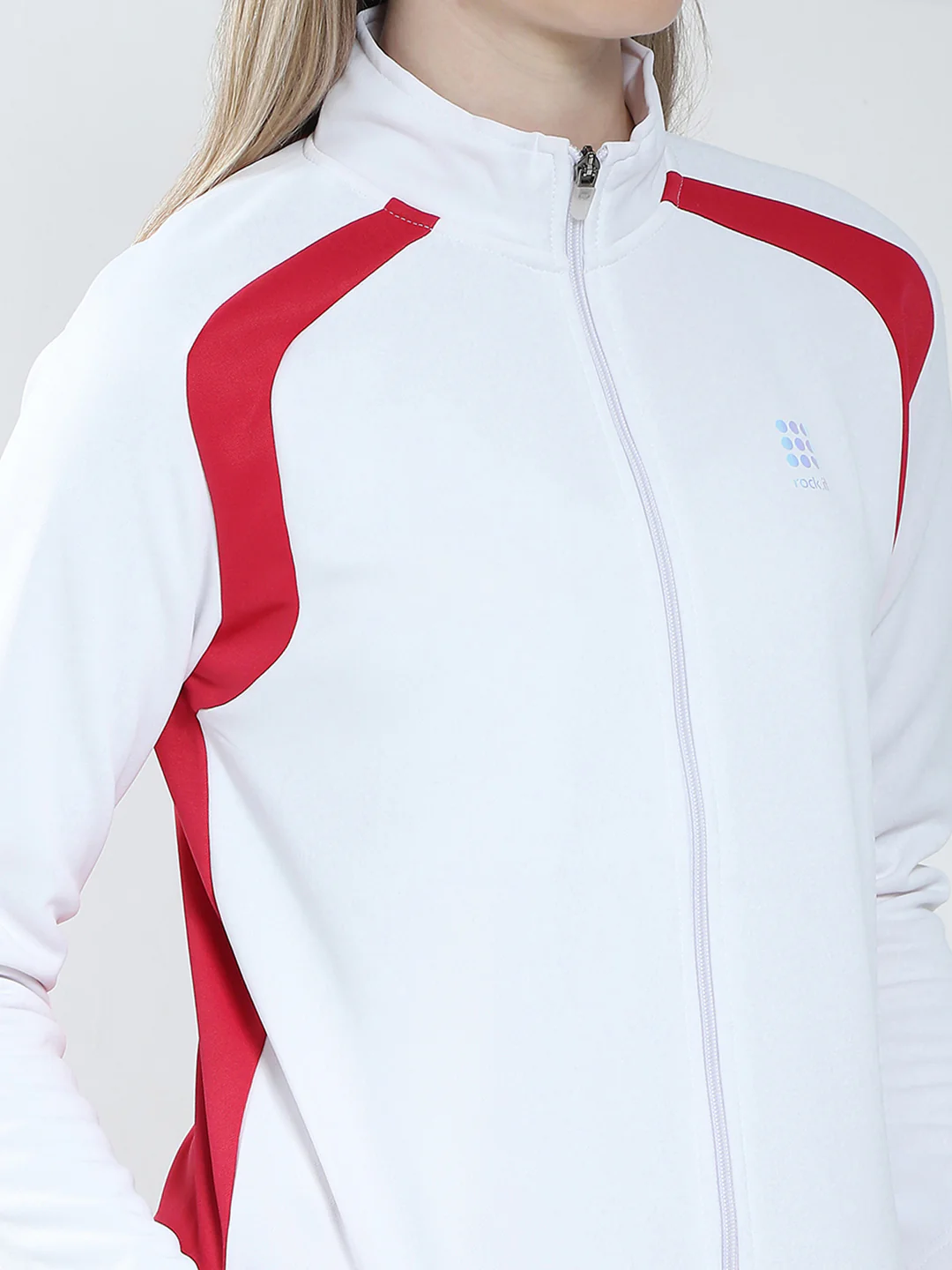 Rock.it Women White & Red Solid Mock Neck Full Sleeve Winter Tracksuit - Image 8