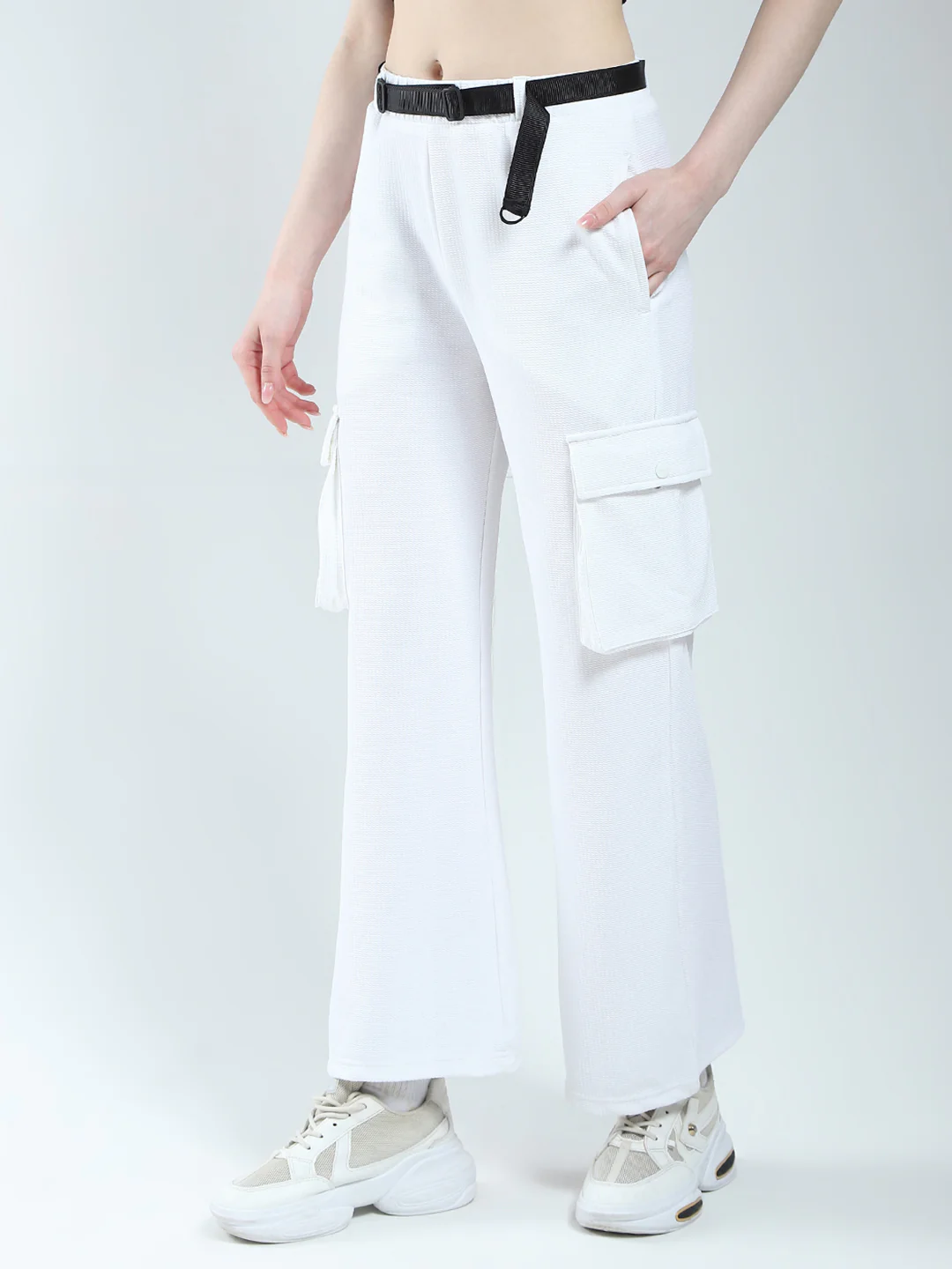 Rock.it Women White Self Design Regular Fit Lower - Image 3